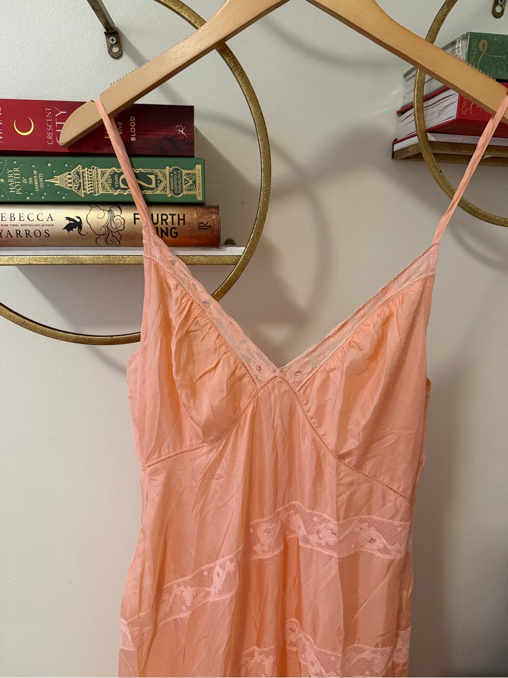 LoveShackFancy Idalia Lace-Trim Slip Maxi Dress - Sunkissed Coral SZ 8 NWT - Picture 7 of 8